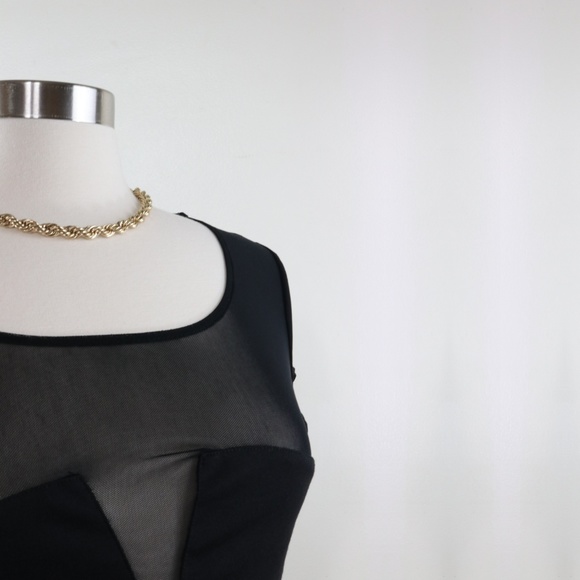 Silence + Noise Black Sheer Mesh Peplum L Top - Picture 6 of 8